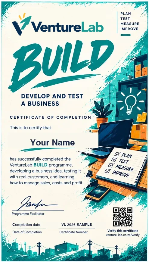 Sample BUILD certificate.